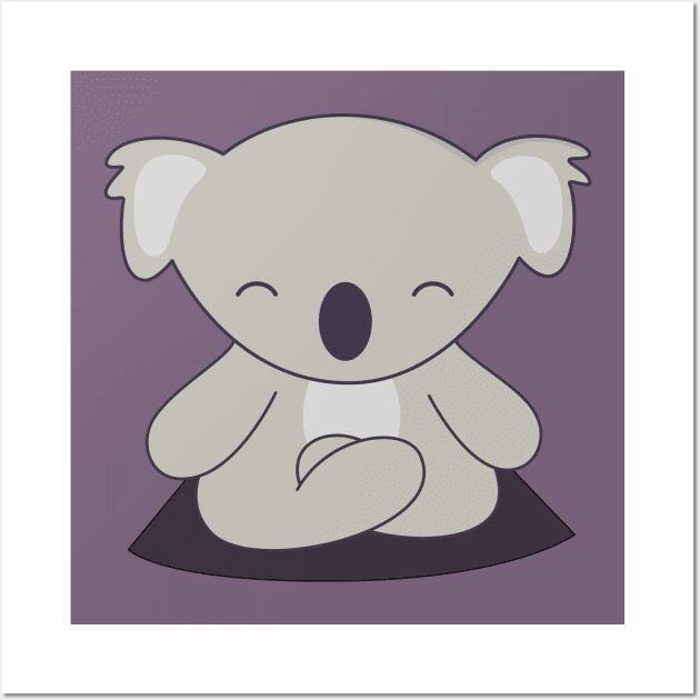 Yoga Loving Kawaii Cute Koala Wall Art by wordsberry